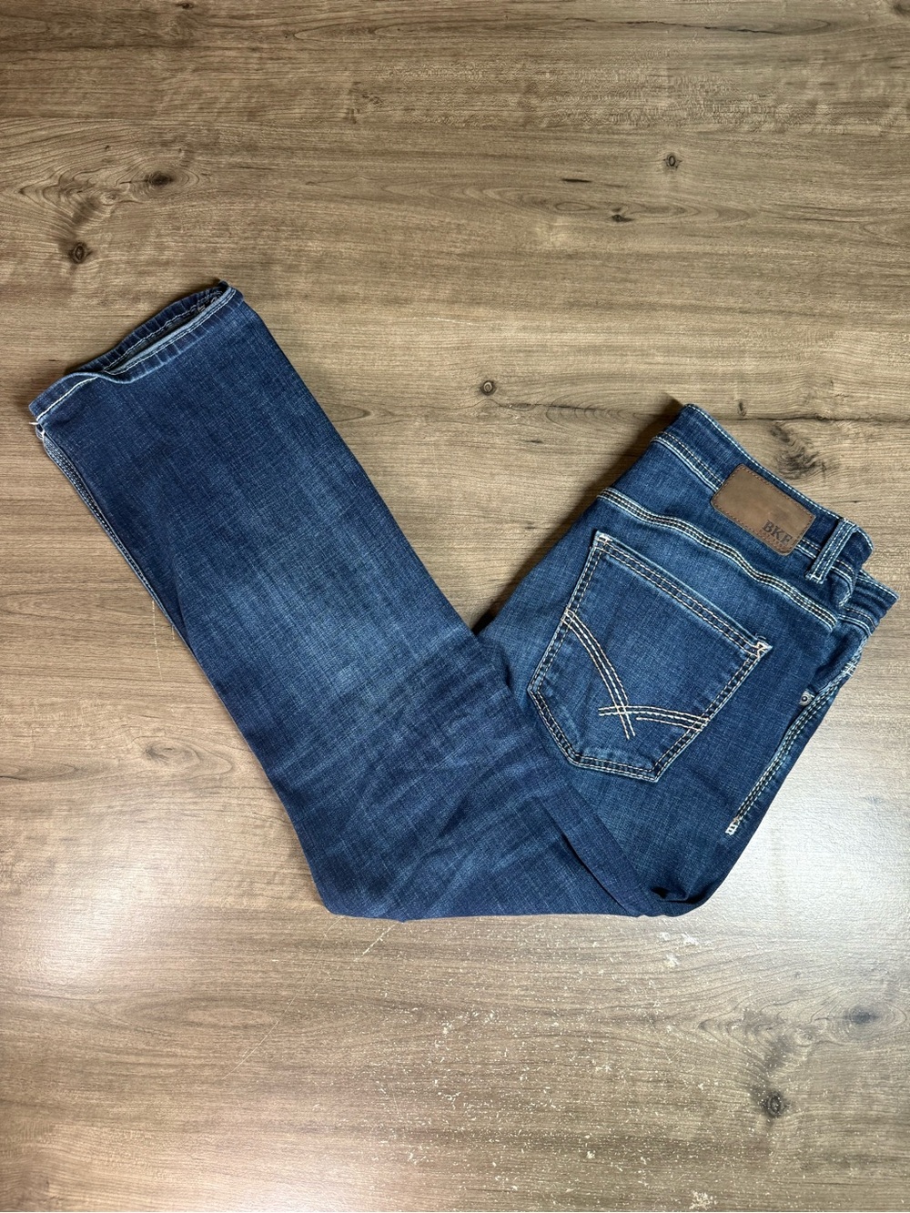 BKE Aiden Jeans Mens 34x30 Blue Bootcut Stretch Western Buckle Denim